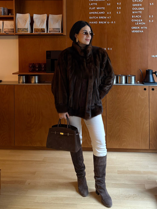 Premium Mink Leather Bomber Jacket "Tabea"