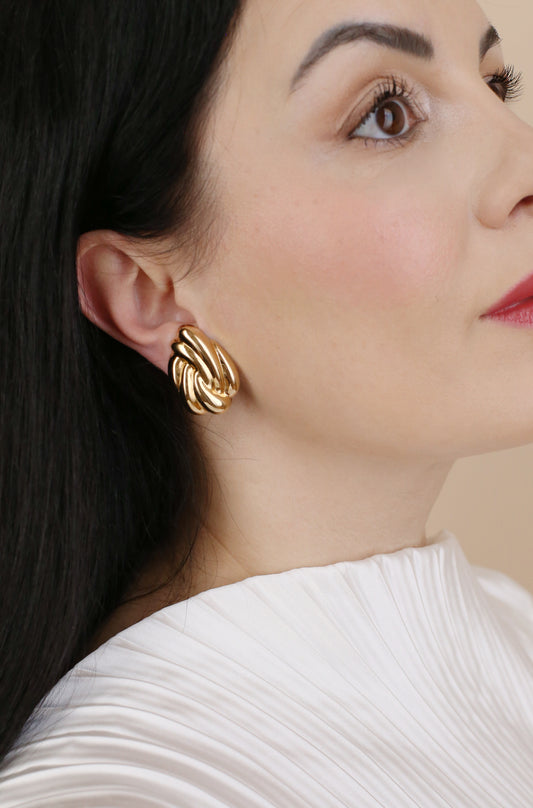 Dalia Vintage Sculptural Knot Clip Earrings