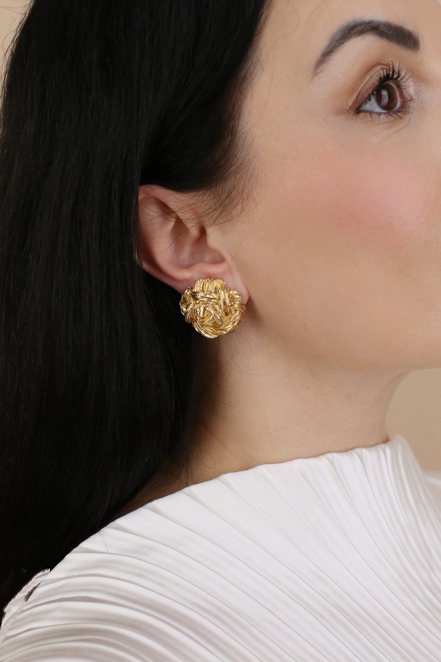 Ilaria Vintage Woven Knot Clip Earrings