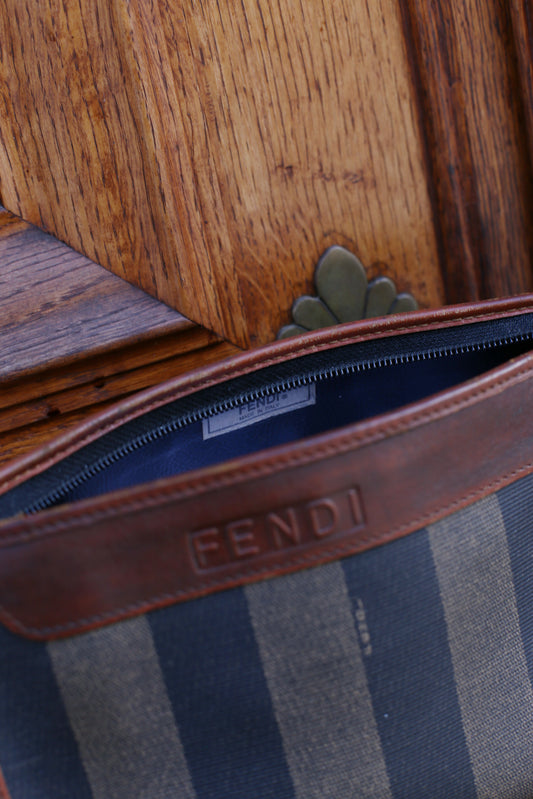 Vintage Fendi Leather-Trimmed Clutch – Selleria Stripes