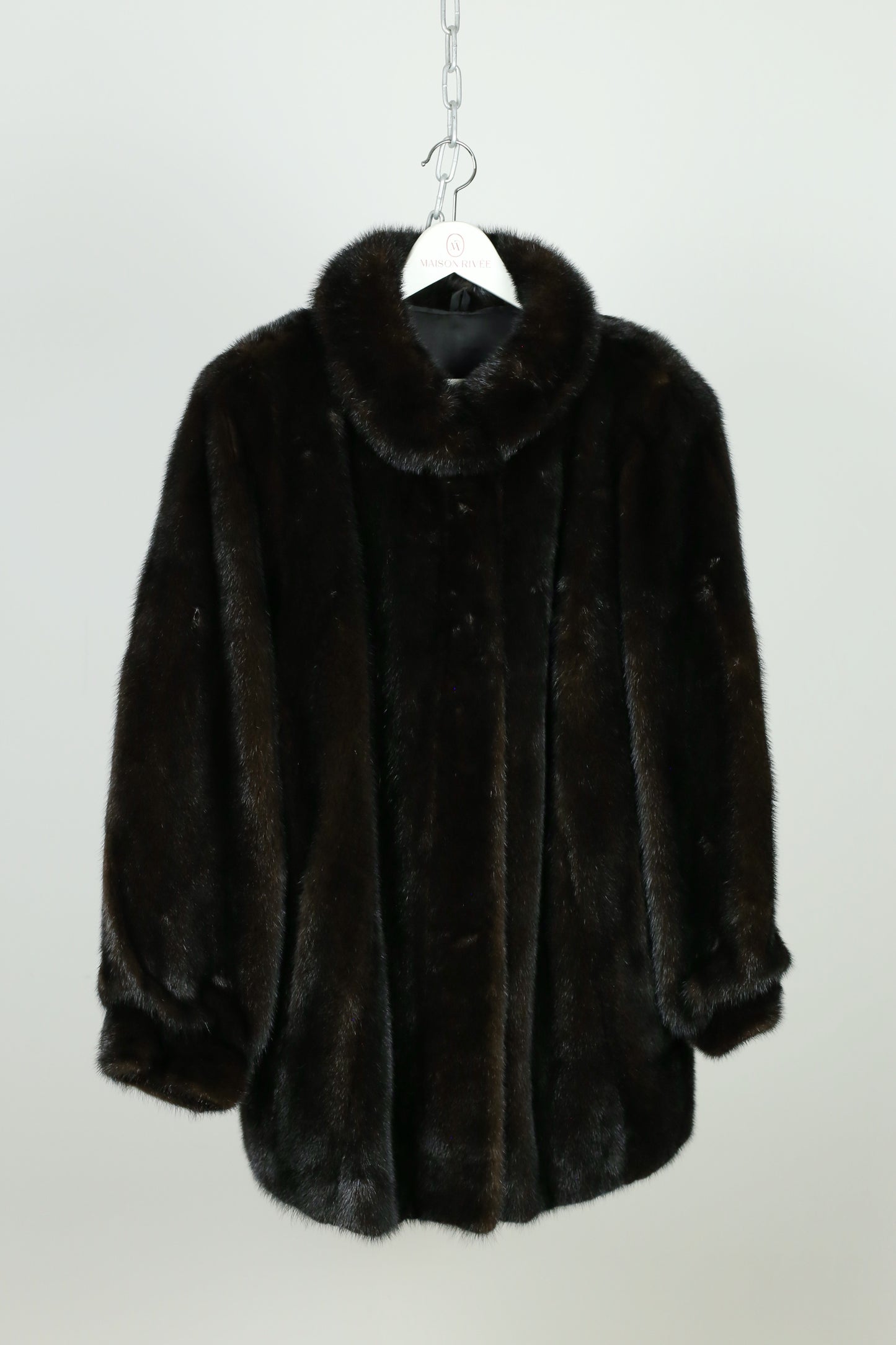 Long Black Vintage Mink Jacket "Emilie"