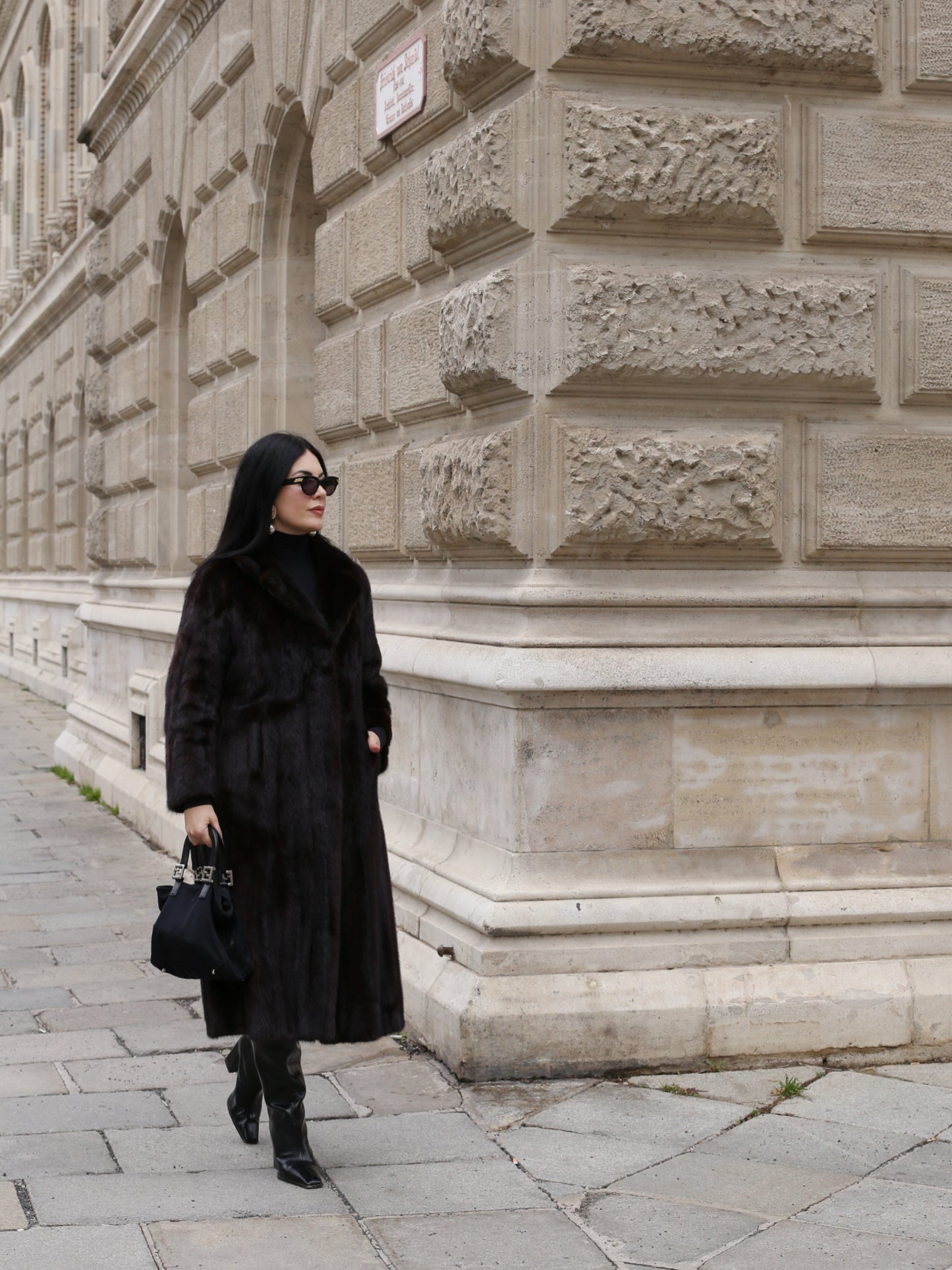 Long Premium Black Mink Coat "Aphrodite"