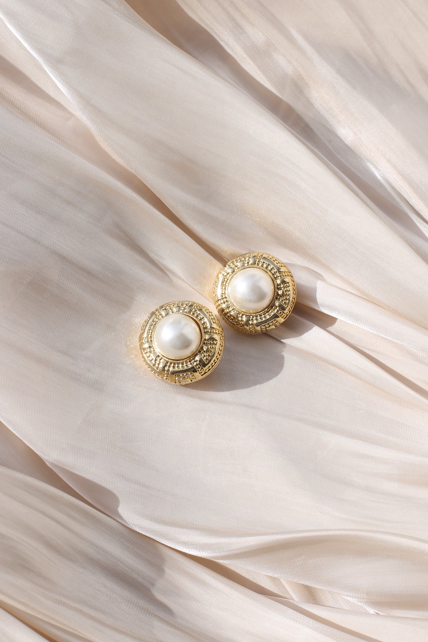 Paloma Vintage Pearl Medallion Clip Earrings
