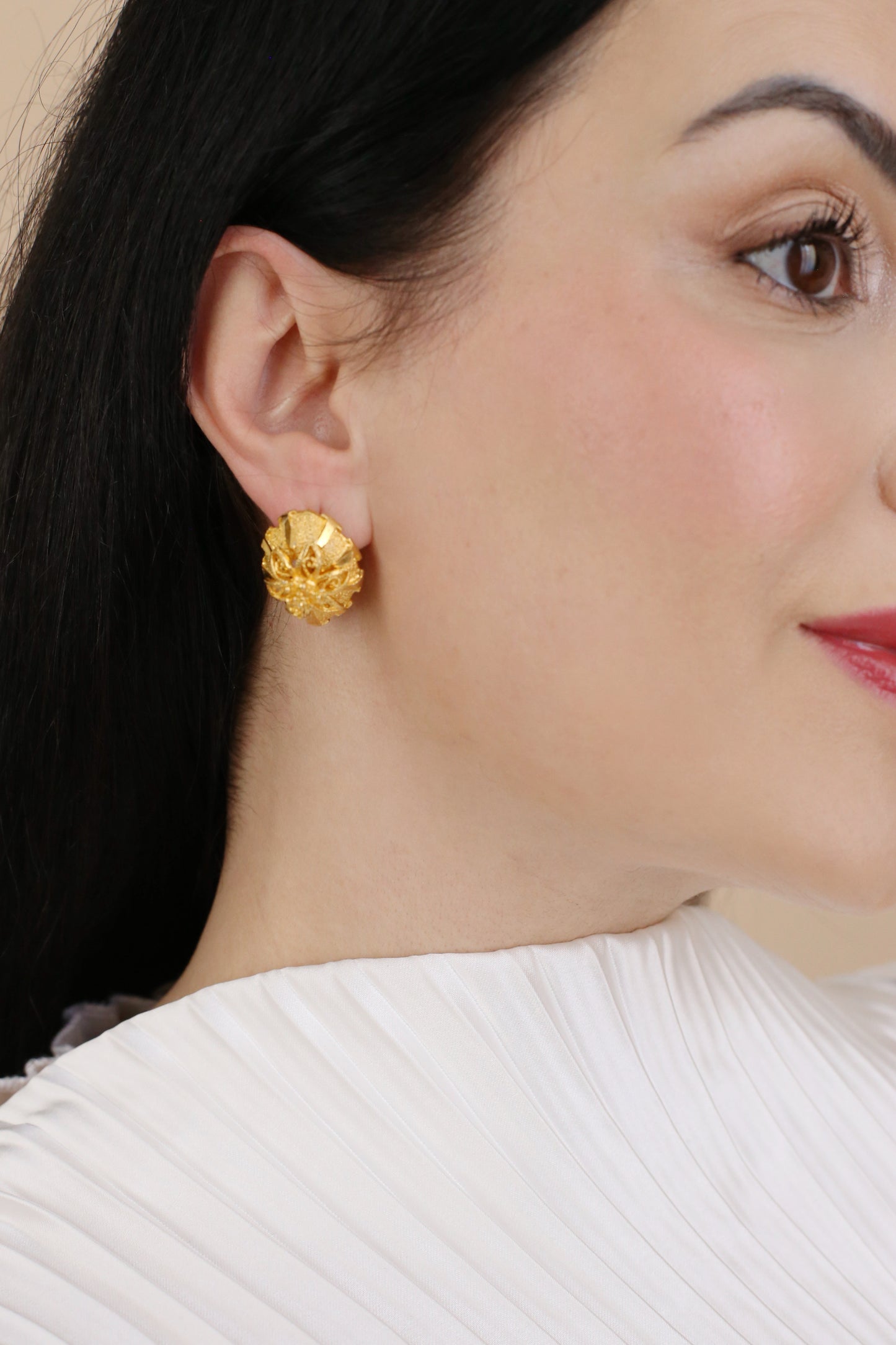Romy Vintage Filigree Flower Clip Earrings