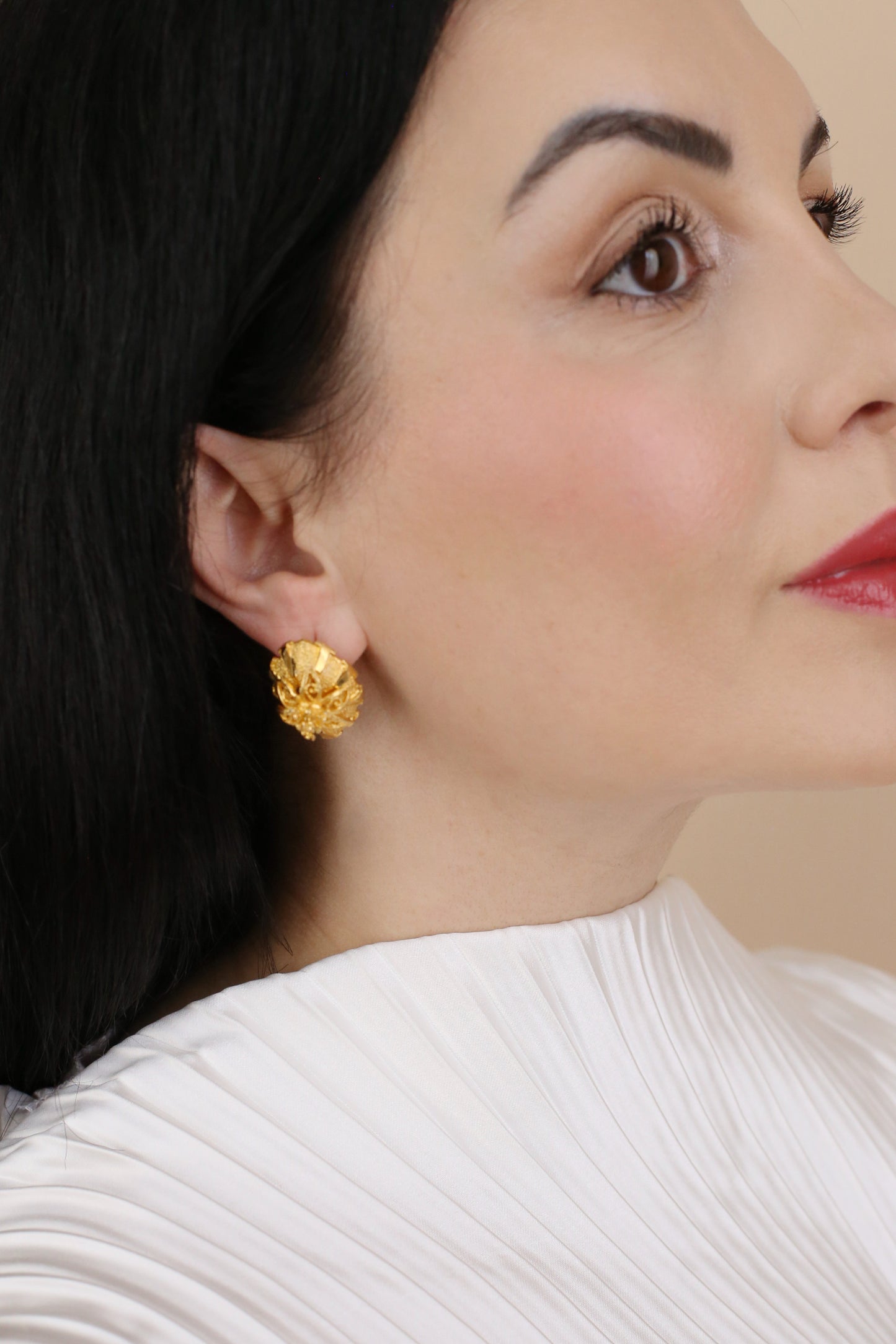 Romy Vintage Filigree Flower Clip Earrings